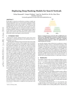 Deploying Deep Ranking Models for Search Verticals