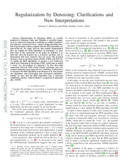 Regularization by Denoising: Clarifications and New Interpretations