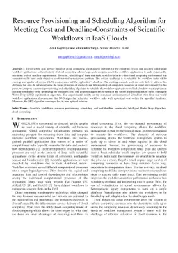 Resource Provisioning and Scheduling Algorithm for Meeting Cost and
  Deadline-Constraints of Scientific Workflows in IaaS Clouds