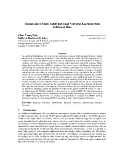 Human-aided Multi-Entity Bayesian Networks Learning from Relational Data