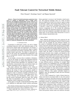 Fault Tolerant Control for Networked Mobile Robots
