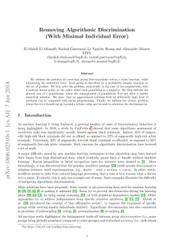 Removing Algorithmic Discrimination (With Minimal Individual Error)