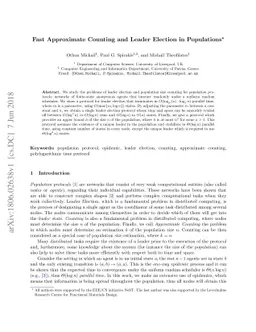 Fast Approximate Counting and Leader Election in Populations
