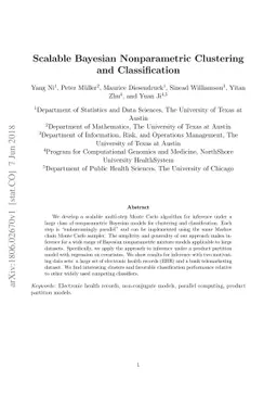 Scalable Bayesian Nonparametric Clustering and Classification