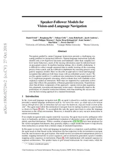 Speaker-Follower Models for Vision-and-Language Navigation
