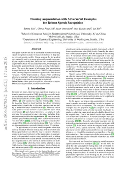 Training Augmentation with Adversarial Examples for Robust Speech
  Recognition