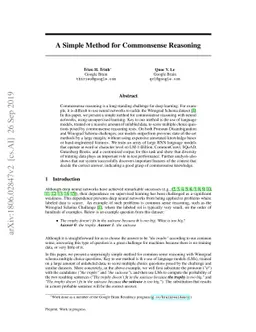 A Simple Method for Commonsense Reasoning