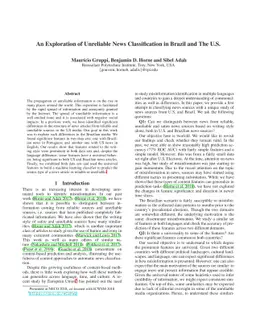 An Exploration of Unreliable News Classification in Brazil and The U.S