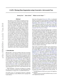 GAIN: Missing Data Imputation using Generative Adversarial Nets