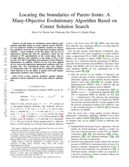 Locating the boundaries of Pareto fronts: A Many-Objective Evolutionary
  Algorithm Based on Corner Solution Search