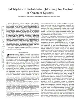 Fidelity-based Probabilistic Q-learning for Control of Quantum Systems