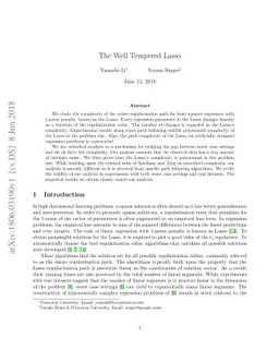 The Well Tempered Lasso