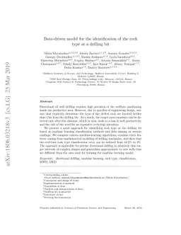 Data-driven model for the identification of the rock type at a drilling
  bit