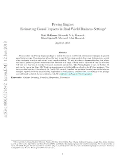 Pricing Engine: Estimating Causal Impacts in Real World Business
  Settings