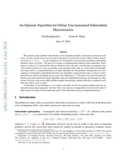 An Optimal Algorithm for Online Unconstrained Submodular Maximization