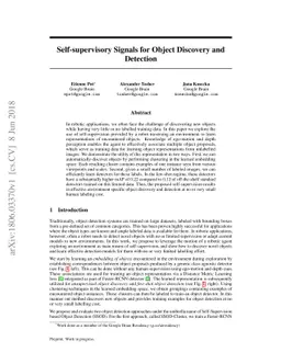 Self-supervisory Signals for Object Discovery and Detection