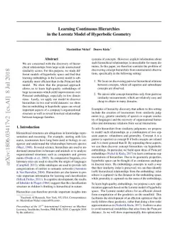 Learning Continuous Hierarchies in the Lorentz Model of Hyperbolic
  Geometry