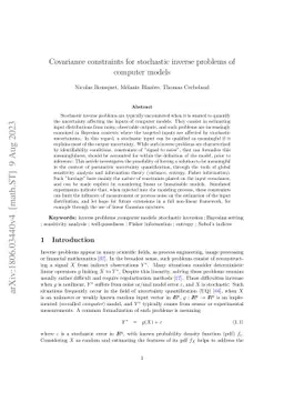 Covariance constraints for stochastic inverse problems of computer
  models