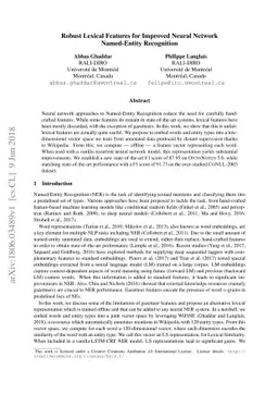 Robust Lexical Features for Improved Neural Network Named-Entity
  Recognition