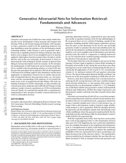 Generative Adversarial Nets for Information Retrieval: Fundamentals and
  Advances