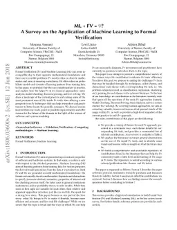 ML + FV = $\heartsuit$? A Survey on the Application of Machine Learning
  to Formal Verification