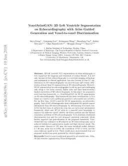 VoxelAtlasGAN: 3D Left Ventricle Segmentation on Echocardiography with
  Atlas Guided Generation and Voxel-to-voxel Discrimination