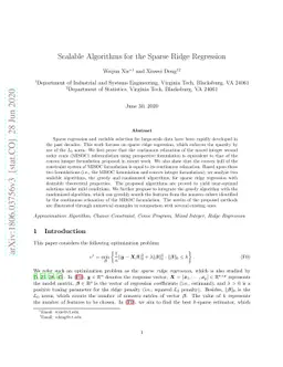 Scalable Algorithms for the Sparse Ridge Regression