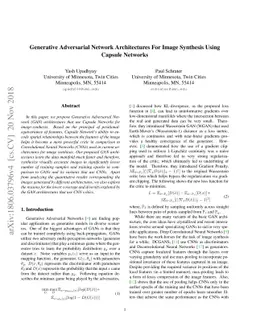 Generative Adversarial Network Architectures For Image Synthesis Using
  Capsule Networks