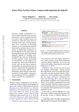 Know What You Don't Know: Unanswerable Questions for SQuAD