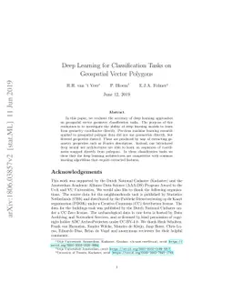 Deep Learning for Classification Tasks on Geospatial Vector Polygons