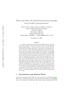 When and where do feed-forward neural networks learn localist
  representations?
