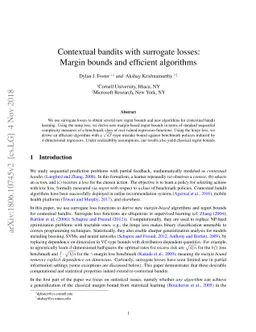 Contextual bandits with surrogate losses: Margin bounds and efficient
  algorithms