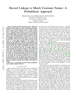 Record Linkage to Match Customer Names: A Probabilistic Approach