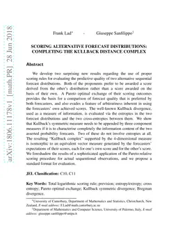 Scoring Alternative Forecast Distributions: Completing the Kullback
  Distance Complex