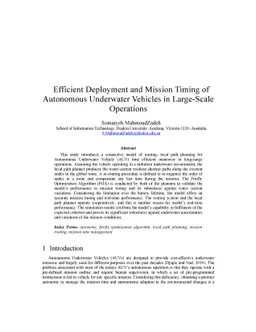 Efficient Deployment and Mission Timing of Autonomous Underwater
  Vehicles in Large-Scale Operations