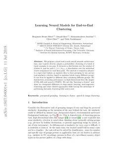 Learning Neural Models for End-to-End Clustering