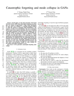 On Catastrophic Forgetting and Mode Collapse in Generative Adversarial
  Networks