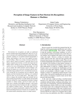 Perception of Image Features in Post-Mortem Iris Recognition: Humans vs
  Machines