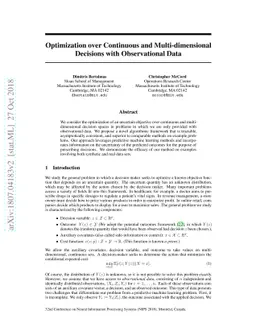 Optimization over Continuous and Multi-dimensional Decisions with
  Observational Data