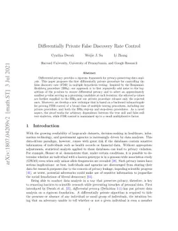 Differentially Private False Discovery Rate Control