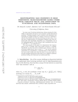 Bootstrapping Max Statistics in High Dimensions: Near-Parametric Rates
  Under Weak Variance Decay and Application to Functional and Multinomial Data