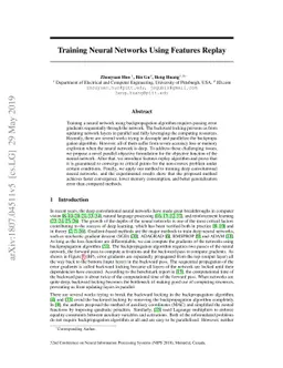 Training Neural Networks Using Features Replay