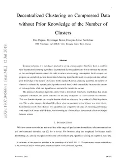 Decentralized Clustering on Compressed Data without Prior Knowledge of
  the Number of Clusters