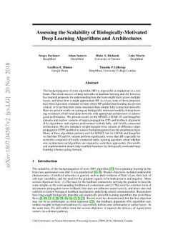 Assessing the Scalability of Biologically-Motivated Deep Learning
  Algorithms and Architectures