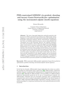 PDE-constrained LDDMM via geodesic shooting and inexact
  Gauss-Newton-Krylov optimization using the incremental adjoint Jacobi
  equations