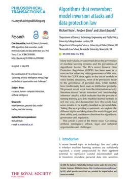 Algorithms that Remember: Model Inversion Attacks and Data Protection
  Law