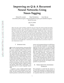 Improving on Q & A Recurrent Neural Networks Using Noun-Tagging