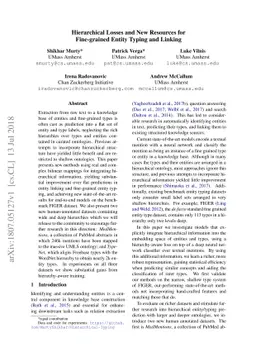 Hierarchical Losses and New Resources for Fine-grained Entity Typing and
  Linking