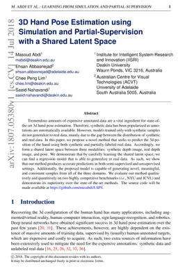 3D Hand Pose Estimation using Simulation and Partial-Supervision with a
  Shared Latent Space