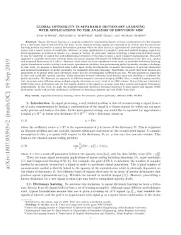 Global Optimality in Separable Dictionary Learning with Applications to
  the Analysis of Diffusion MRI
